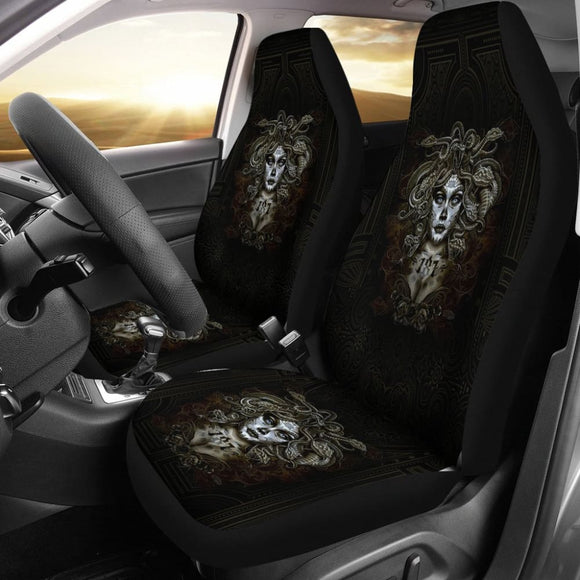 Skull Gift Polyester Fabric 3D Skull Car Seat Cover Set 093223 - YourCarButBetter