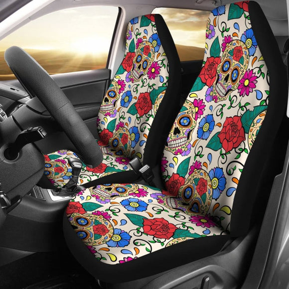 Skull Gift Sugar Skull Car Seat Covers 101819 - YourCarButBetter