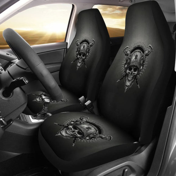 Skull Gift Universal-Fit Polyester Fabric 3D Skull Car Seat Cover Set 01093223 - YourCarButBetter