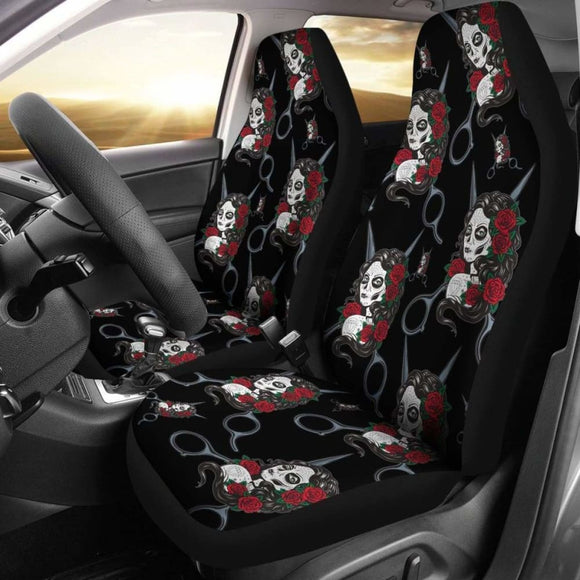 Skull Hairstylist Car Seat Covers 154813 - YourCarButBetter