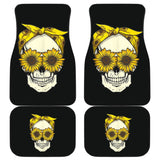 Skull Sunflower Bandana Floral Pattern Cute Car Floor Mats 210403 - YourCarButBetter