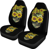 Skull Sunflower Camouflage With Leopard Bandana Bow Car Seat Covers 210403 - YourCarButBetter
