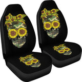 Skull Sunflower Camouflage With Leopard Bandana Bow Car Seat Covers 210403 - YourCarButBetter