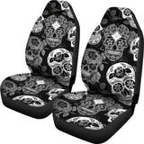 Skullistic Sugar Skulls Grey Car Seat Covers 101207 - YourCarButBetter