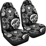 Skullistic Sugar Skulls Grey Car Seat Covers 101207 - YourCarButBetter