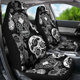 Skullistic Sugar Skulls Grey Car Seat Covers 101207 - YourCarButBetter