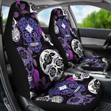 Skullistic Sugar Skulls Purple Car Seat Covers 101207 - YourCarButBetter