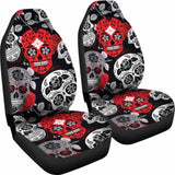 Skullistic Sugar Skulls Red Car Seat Covers 101207 - YourCarButBetter