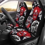 Skullistic Sugar Skulls Red Car Seat Covers 101207 - YourCarButBetter