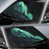 Sleeping White Wolf at Night Woods car auto sunshades 172609 - YourCarButBetter