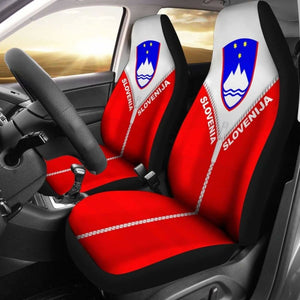 Slovenia Car Seat Cover With Straight Zipper Style Red 192609 - YourCarButBetter