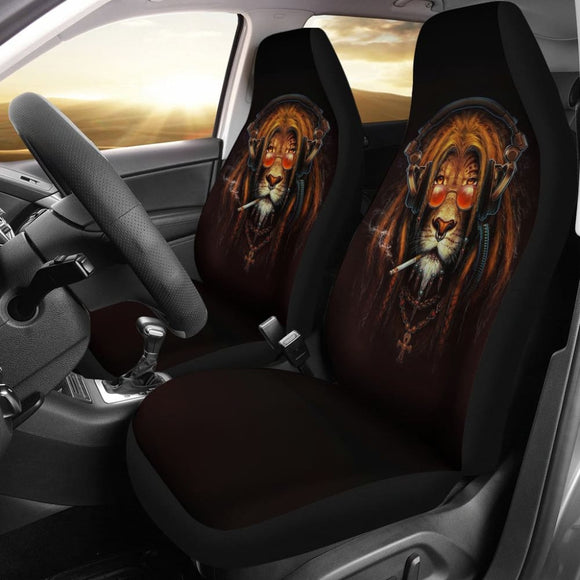 Smoking Lion Face Car Seat Covers Gift Ideas 212701 - YourCarButBetter