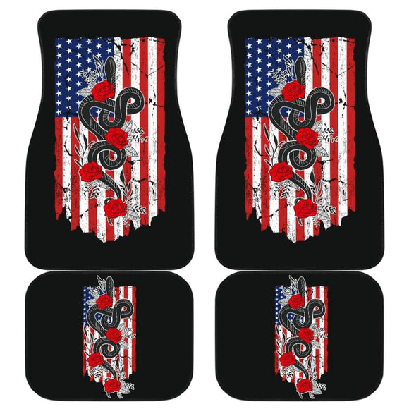 Snake And Flower Custom Design American Flag Style Car Floor Mats 212109 - YourCarButBetter