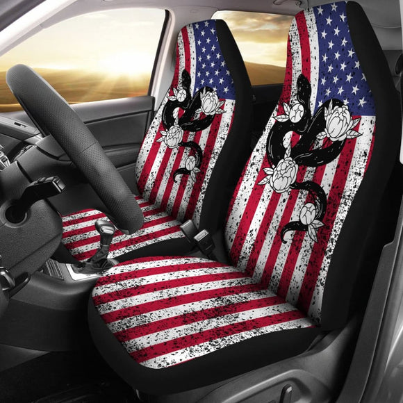 Snake Custom American Flag Car Seat Covers 212109 - YourCarButBetter