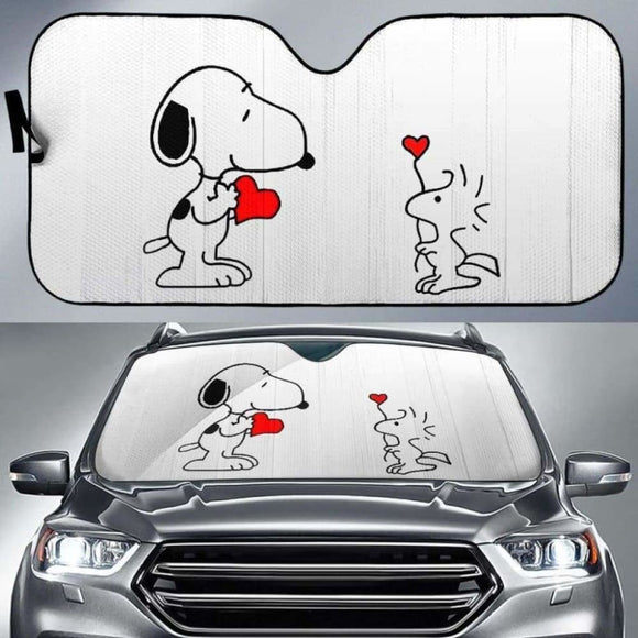 Snoopy Love Car Sun Shades 102507 - YourCarButBetter
