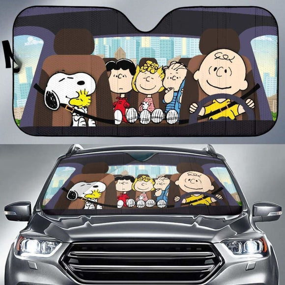 Snoopy & Peanuts Car Auto Sun Shade Windshield Funny Gift 103406 - YourCarButBetter