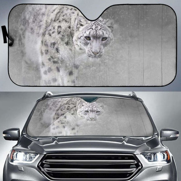 Snow Leopard Car Sun Shade 172609 - YourCarButBetter