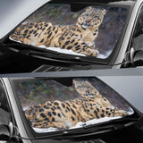 Snow Leopard Female Snow 4K Car Sun Shade 172609 - YourCarButBetter