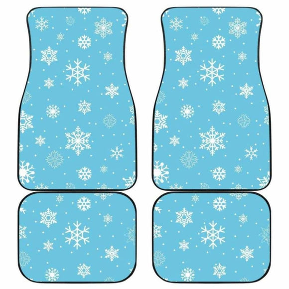 Snowflake Pattern Blue Background Front And Back Car Mats 110728 - YourCarButBetter