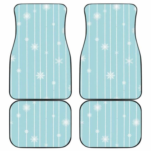 Snowflake Pattern Blue Stripe Background Front And Back Car Mats 110728 - YourCarButBetter
