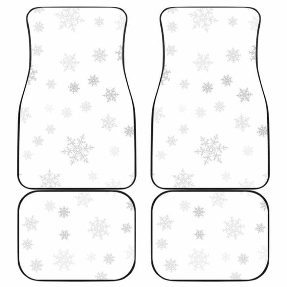 Snowflake Pattern White Background Front And Back Car Mats 110728 - YourCarButBetter