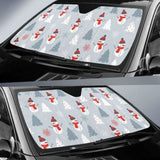 Snowman Christmas Tree Snow Gray Background Car Auto Sun Shades 172609 - YourCarButBetter