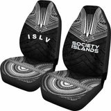Society Islands Car Seat Cover - Society Islands Flag Polynesian Chief Tattoo Black Version - 10 174914 - YourCarButBetter