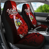 Solomon Islands Polynesian Car Seat Covers - Coat Of Arm With Hibiscus - 232125 - YourCarButBetter