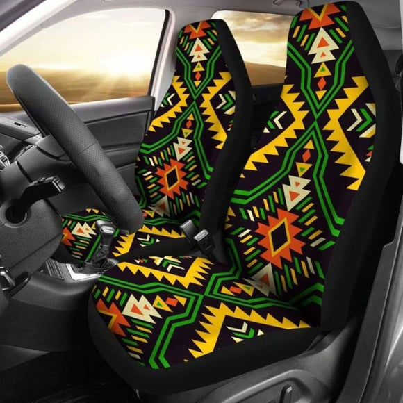 Southwest Navajo Native American Green Yellow Micro Fiber Auto Car Seat Covers 105905 - YourCarButBetter