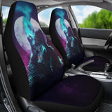 Space Galaxy Wolf Howling Car Seat Covers 212003 - YourCarButBetter