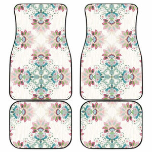 Square Floral Indian Flower Pattern Front And Back Car Mats 153908 - YourCarButBetter