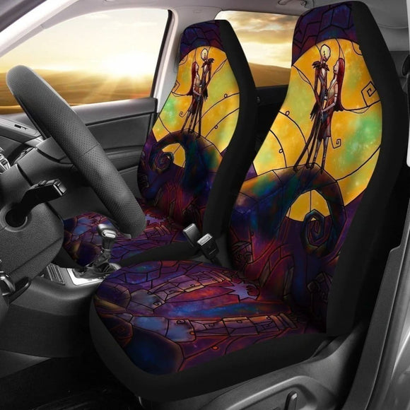 Stained Glass Jack And Sally Car Seat Covers Fan Gift Idea 101819 - YourCarButBetter