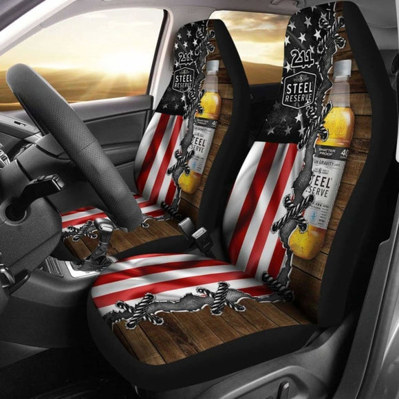 Steel Reserve Car Seat Covers American Flag Beer Lover 195016 - YourCarButBetter