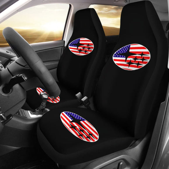 Subaru Mixed American Flag Patriotic On Black Design Car Seat Covers 212803 - YourCarButBetter