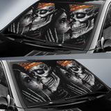 Sugar King And Queen Skull Kissing The Dead Car Auto Sun Shades 212001 - YourCarButBetter