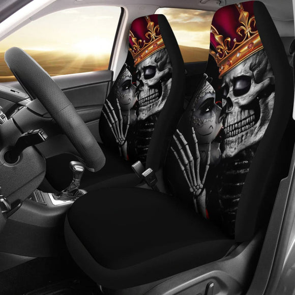 Sugar King And Queen Skull Kissing The Dead Car Seat Covers 212001 - YourCarButBetter