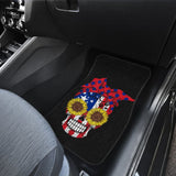 Sugar Skull American Flag Sunflower Floral Cute Gift Car Floor Mats 210403 - YourCarButBetter