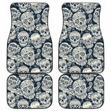 Sugar Skull Black White Pattern Front And Back Car Mats 101207 - YourCarButBetter