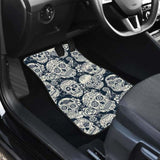 Sugar Skull Black White Pattern Front And Back Car Mats 101207 - YourCarButBetter