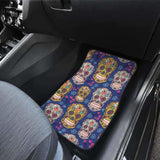 Sugar Skull Flower Pattern Front And Back Car Mats 101207 - YourCarButBetter