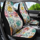 Sugar Skull Flowers Pattern Car Seat Covers 101819 - YourCarButBetter