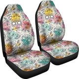 Sugar Skull Flowers Pattern Car Seat Covers 101819 - YourCarButBetter