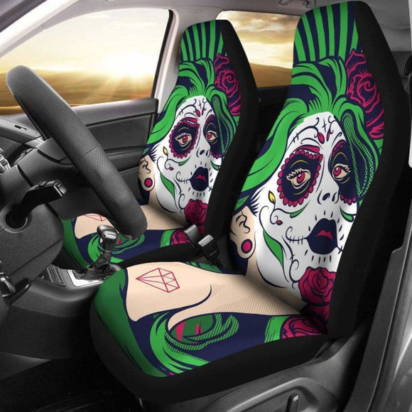Sugar Skull Girl Design Seat Covers 101207 - YourCarButBetter