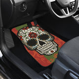 Sugar Skull Orange Green Car Mat 101819 - YourCarButBetter