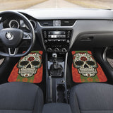 Sugar Skull Orange Green Car Mat 101819 - YourCarButBetter