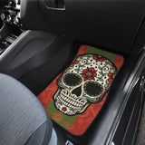 Sugar Skull Orange Green Car Mat 101819 - YourCarButBetter