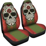 Sugar Skull Orange Green Car Seat Cover 101819 - YourCarButBetter