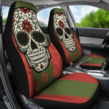 Sugar Skull Orange Green Car Seat Cover 101819 - YourCarButBetter