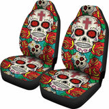 Sugar Skull Red Rose Seat Covers 101207 - YourCarButBetter