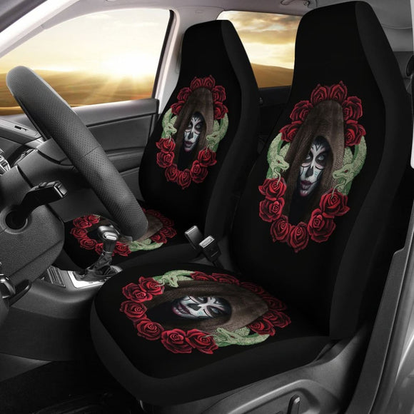 Sugar Skull Wreath Seat Covers 101819 - YourCarButBetter
